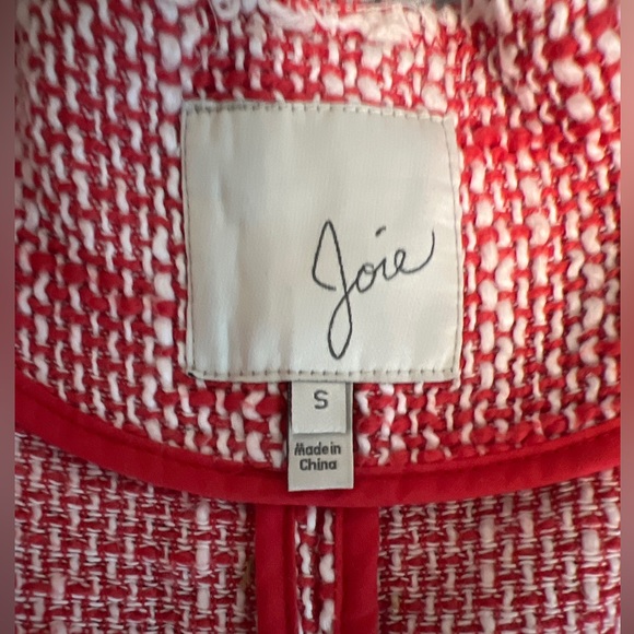 Joie Coral Red/White/Off White Fitted Jacket Small - Picture 3 of 6